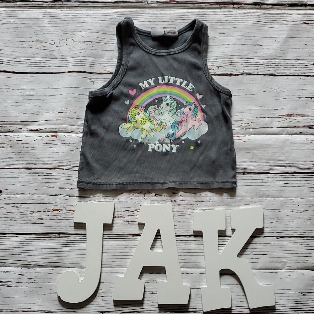 Zara Girls Charcoal Tank Top with My Little Pony and Rainbow